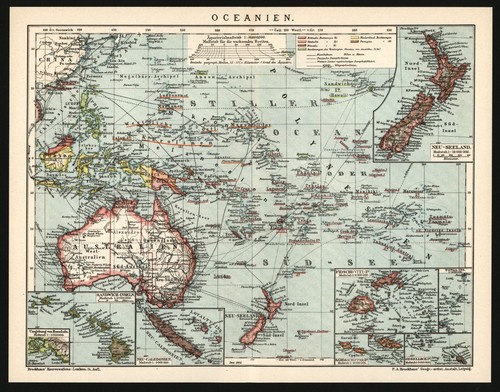 Landkarte anno 1902 ozeanien - landkarte,